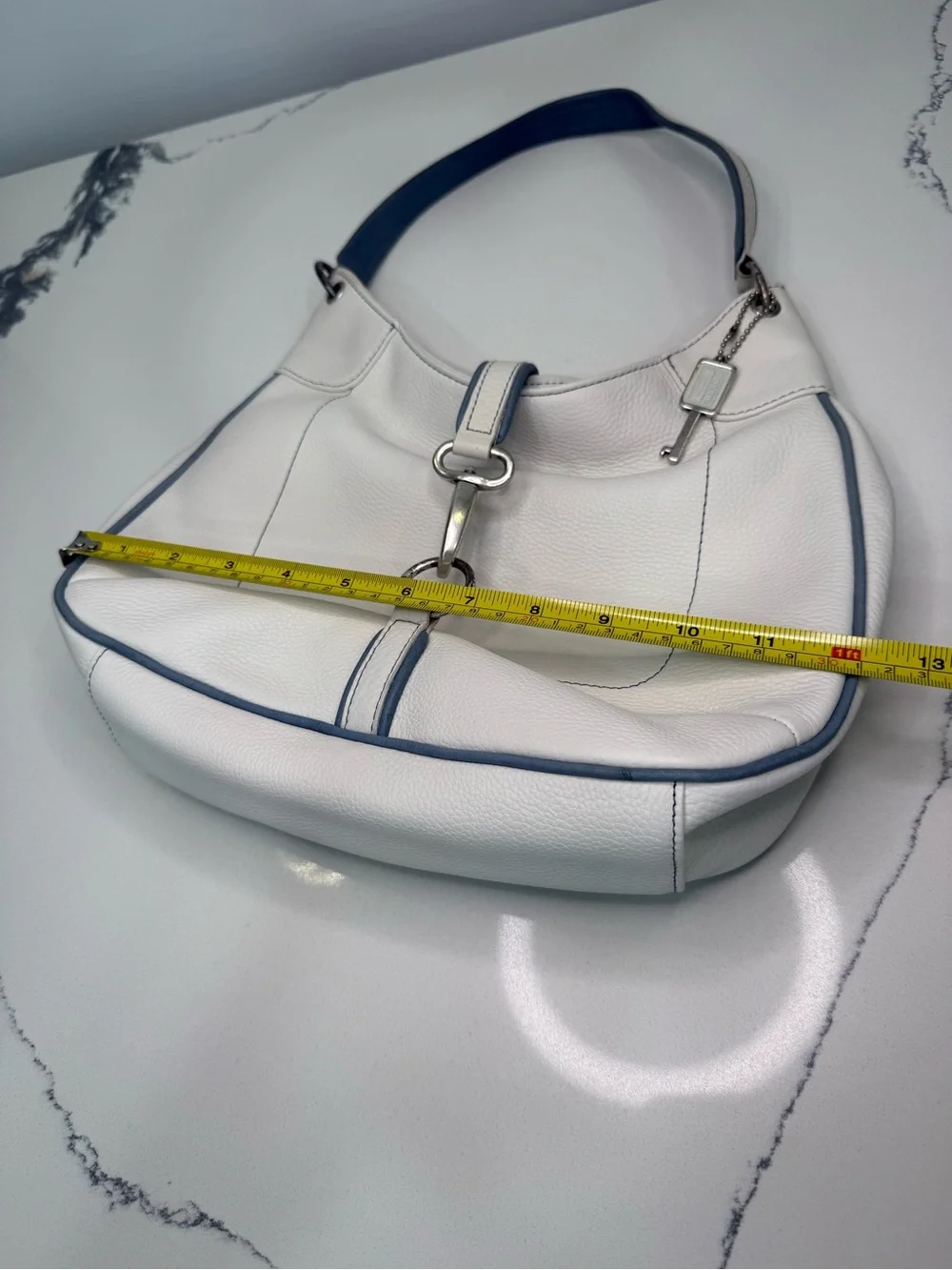 Vintage Fossil White Leather Hobo Shoulder Bag Y2K